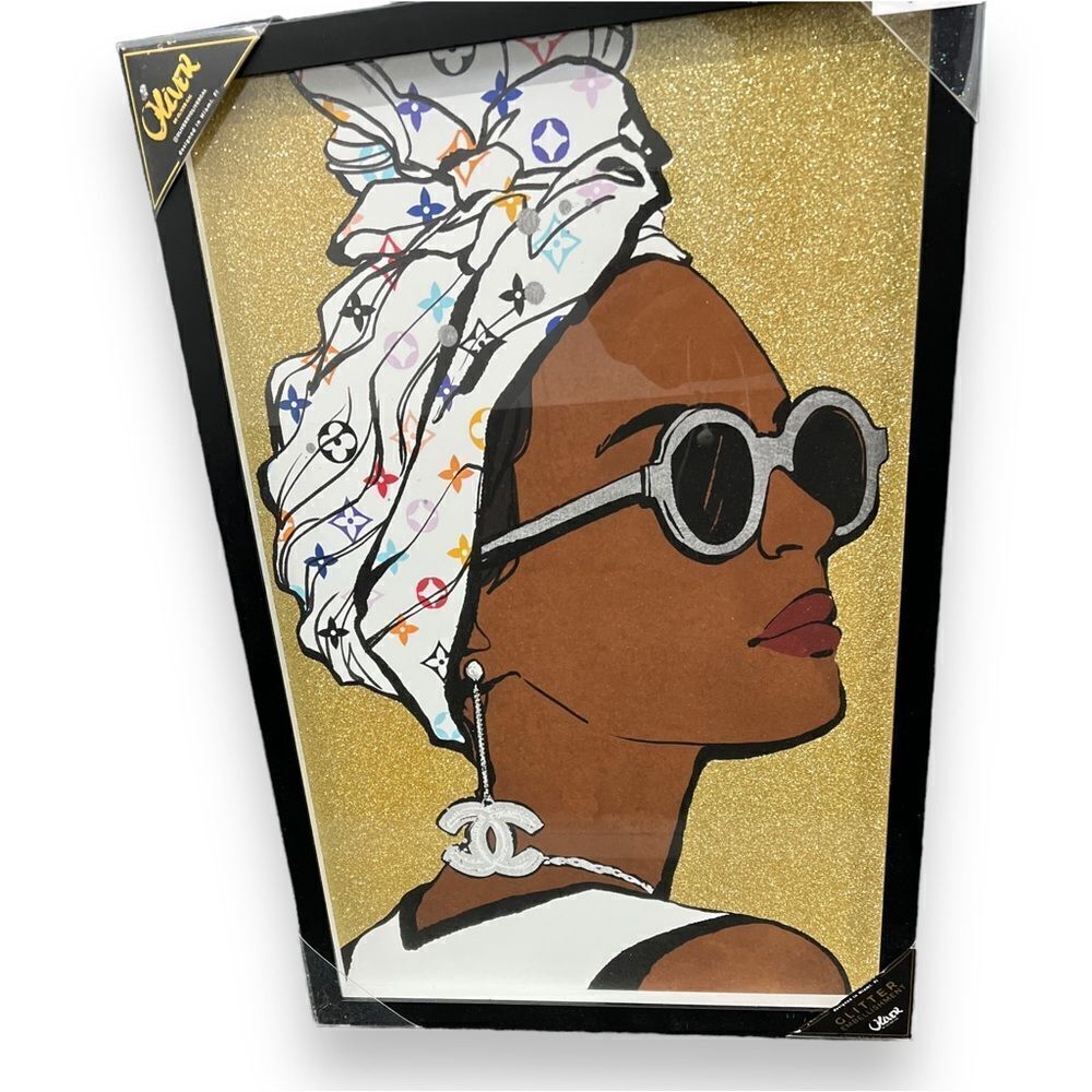 Oliver Gal Fashion Glass Frame picture Fashion Designer Glitter Women Headwrap